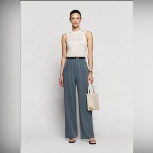 REFORMATION Mason wide leg Pants in slate. NWT. 10